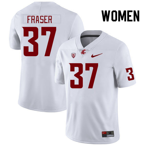 Women #37 Aslan Fraser Washington State Cougars College Football Jerseys Stitched Sale-White - Click Image to Close
